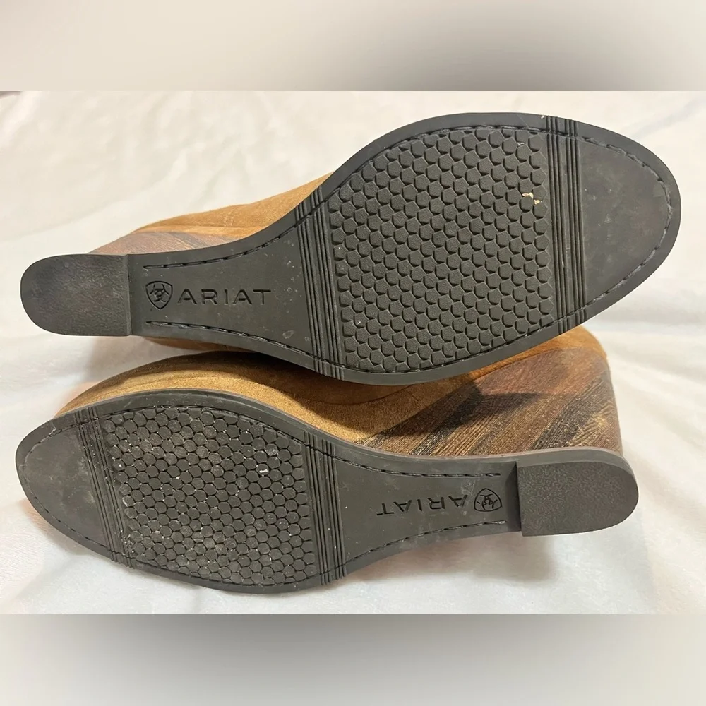 Ariat Women's Tan Brown Leather Wedge Ankle Boots Size 9.5 - Picture 14 of 14